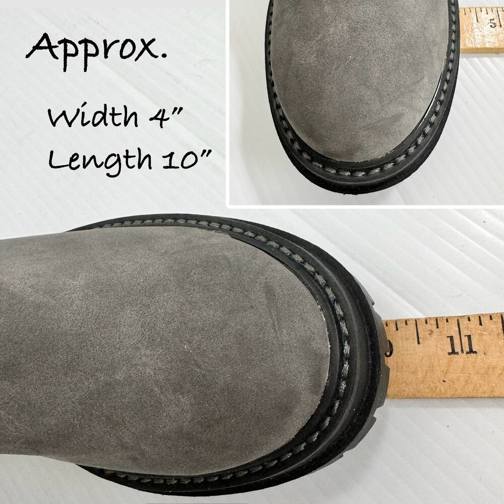 Chunky Lug Sole Chelsea Ankle Boots Side Zip Gray Faux Suede Womens 6 - Picture 7 of 12